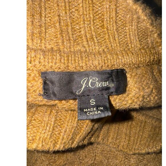 J. Crew Patchwork Cable Knit Wool Sweater Heather Teak Brown size small - Picture 11 of 12